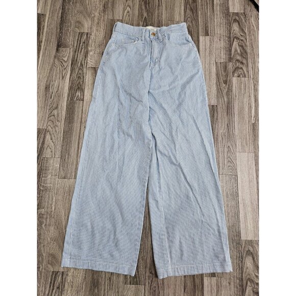 (3/$35) Universal Thread Jeans Womens 00R Blue White Stripe Relaxed Wide Leg - Picture 1 of 13